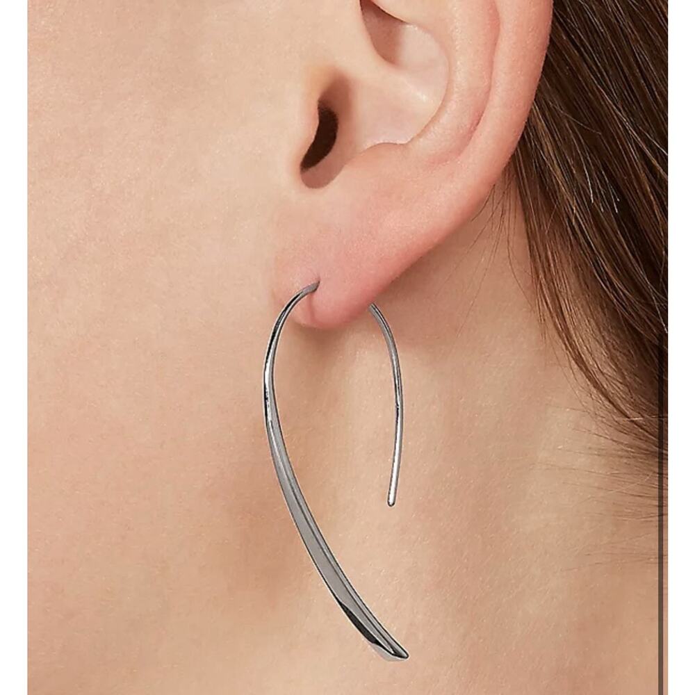 FOSSIL Ellis Stainless Steel Bevel Hoop Earrings - NEW